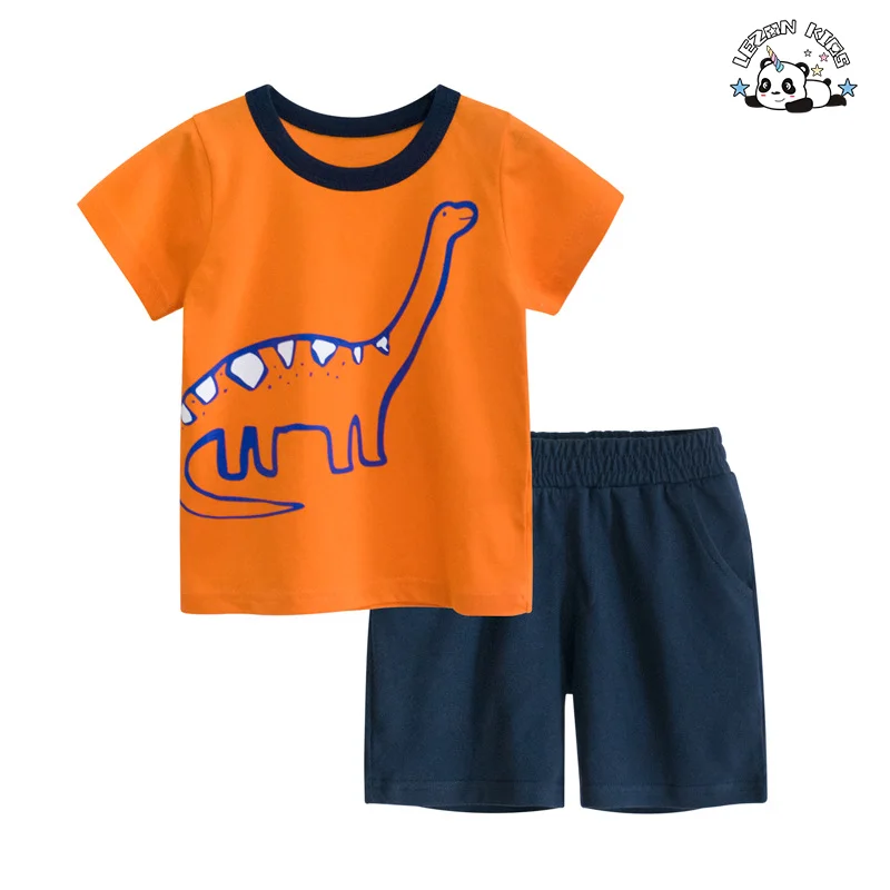 LEZONKIDS - Customizable Summer Baby Boys Suit T-shirt&Short Two-piece Set Cotton Breathable Boy's Clothing